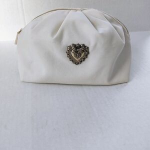 Dolce & Gabanna "Devotion" Cosmetic Bag Makeup Bag W Metal Heart Logo Beauty
